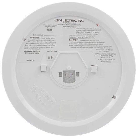 5304 Hardwired Ionization Smoke and Fire Alarm with Battery Backup 2-Pack - Picture 2 of 3